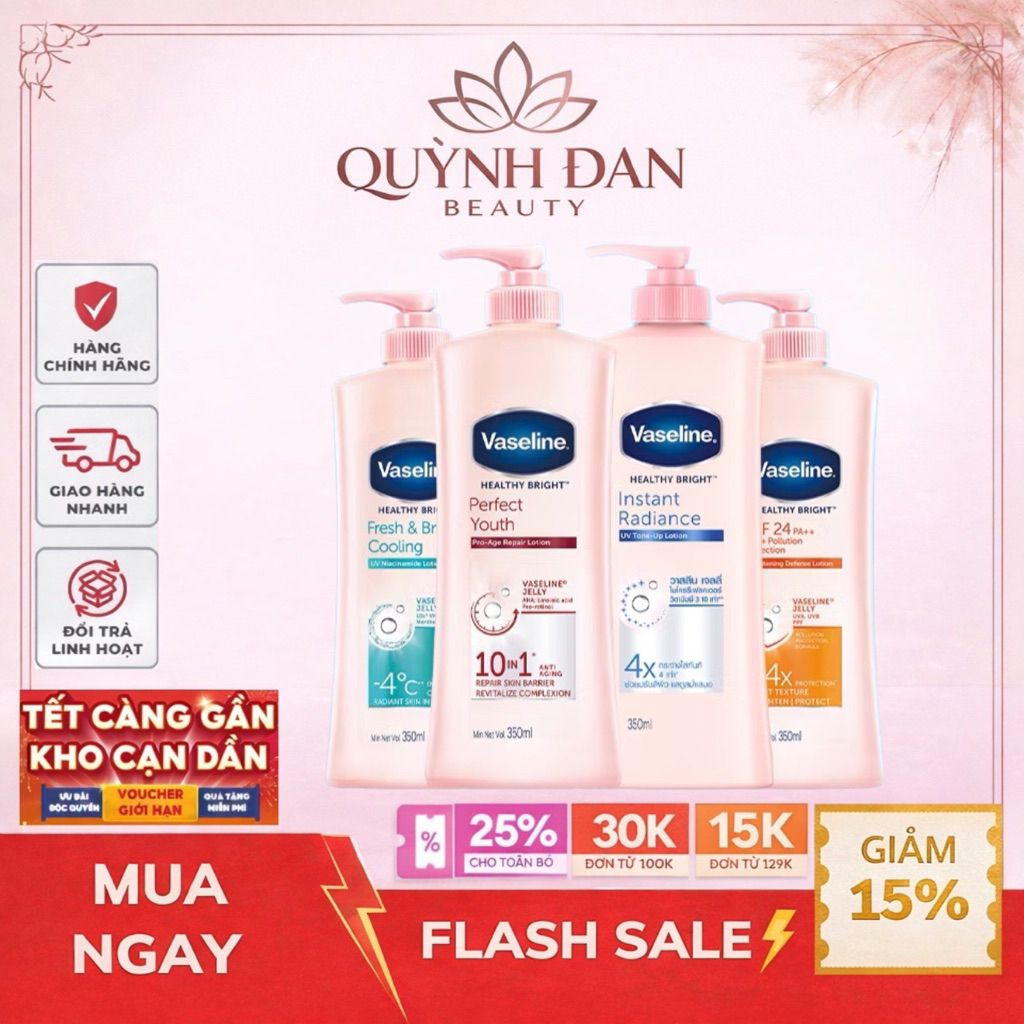 Sữa dưỡng thể da sáng tức thì Vaseline 350ml/chai