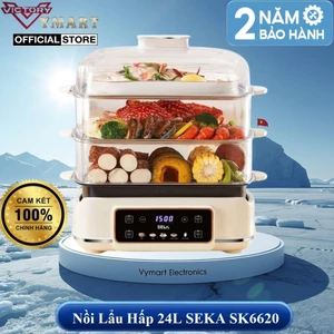 Nồi Lẩu Hấp 4 Tầng 24L SEKA SK6620 - 1500W Đa Năng 4 in 1 Hấp, Lẩu, Khử Trùng Tiệt Trùng