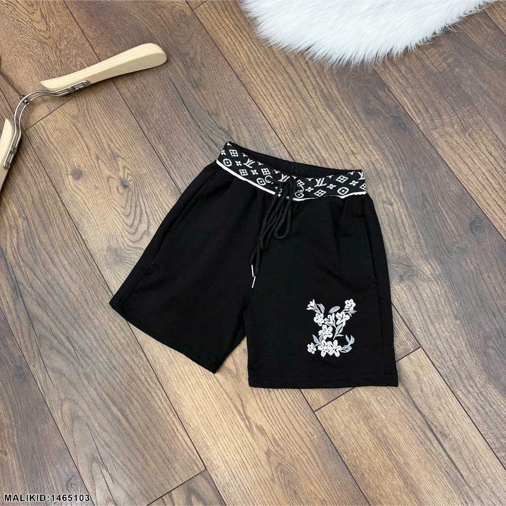 Quần ngắn cho bé trai mặc mùa hè phối cạp họa tiết thêu hoa hàng cao cấp-Quần ngắn thêu lá cho bé siêu đẹp
