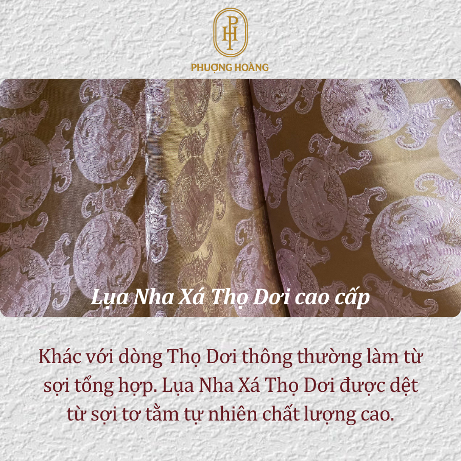 [ Vải PH ] LỤA NHA XÁ THỌ DƠI may pháp phục, áo dài, áo bà ba, chất liệu mềm rũ cao cấp V14