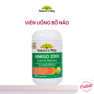 Bổ não ginkgo biloba nature's way 2000mg giúp tăng tuần hoàn máu não, giảm đau đầu 120 viên/hộp