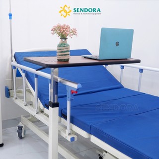Bàn y tế, bàn làm việc mặt gỗ nâng hạ di động, Bàn ăn tại giường cho bệnh nhân, người già HMDT-1020
