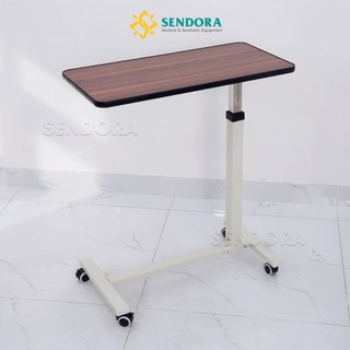 Bàn y tế, bàn làm việc mặt gỗ nâng hạ di động, Bàn ăn tại giường cho bệnh nhân, người già HMDT-1020