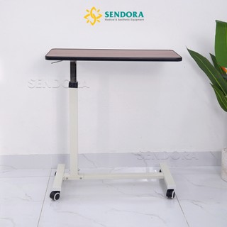 Bàn y tế, bàn làm việc mặt gỗ nâng hạ di động, Bàn ăn tại giường cho bệnh nhân, người già HMDT-1020
