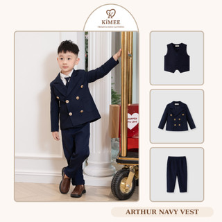 Set Vest Bé Trai ARTHUR NAVY VEST KIMEE Thiết Kế Cao Cấp Cho Bé Dự Đi Tiệc Bộ Vest Suit Trẻ Em Form Dáng Đứng Lịch Lãm