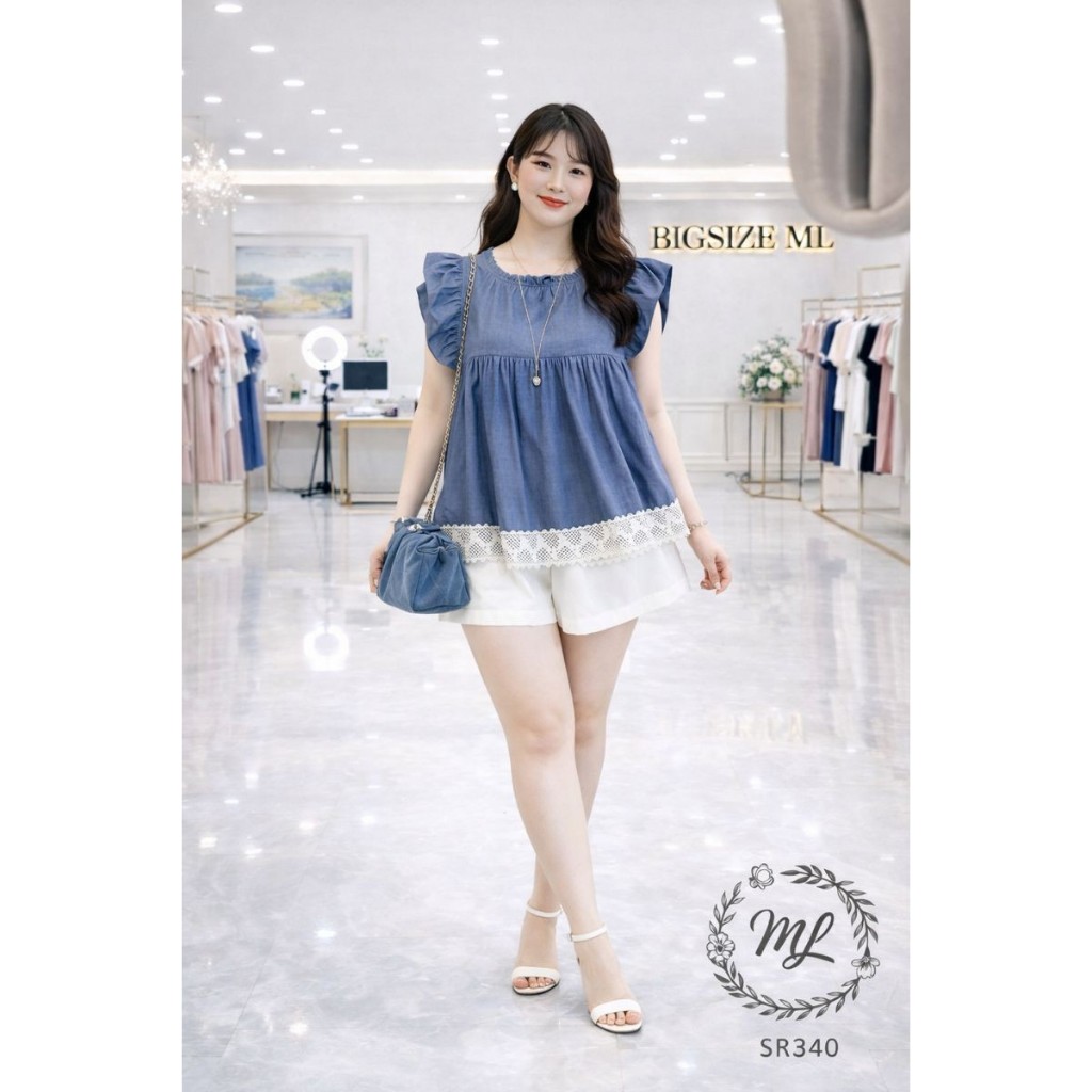 💙 SÉT BIGSIZE ÁO LỤA – QUẦN COTTON LẠNH NHẸ NHÀNG, NỮ TÍNH, DỄ MẶC – SR340 💙