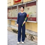 Bộ thể thao nữ poly cotton 2da áo dài quần dài SUNFLY SS5819 — ảnh 5