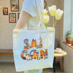 Túi tote Sài Gòn Việt Nam có khóa kéo-túi vải canvas làm quà tặng đặc trưng in SÀI GÒN dùng đi chơi du lịch tota06c