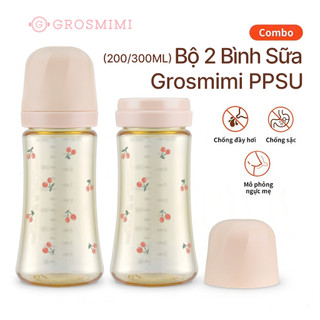 [COMBO 2] Bình Sữa Grosmimi PPSU 200/300ml Nhiều họa tiết - Không Kèm Núm - Nhập Hàn Chính Hãng