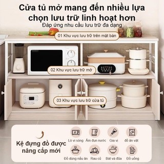 BMZAR Kệ Nhà Bếp Đa Năng Ván gỗ dày Kệ để lò vi sóng Cửa tủ chống bụi Tủ bếp cao cấp