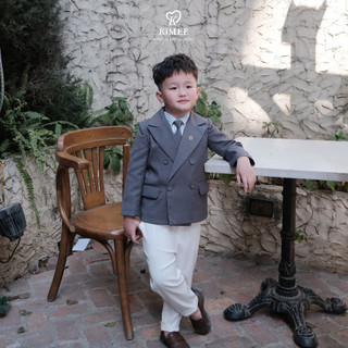 Bộ Vest Bé Trai OLIVER GREY VEST KIMEE Thiết Kế Cao Cấp Cho Bé Dự Đi Tiệc Set Vest Suit Trẻ Em Form Dáng Đứng Lịch Lãm