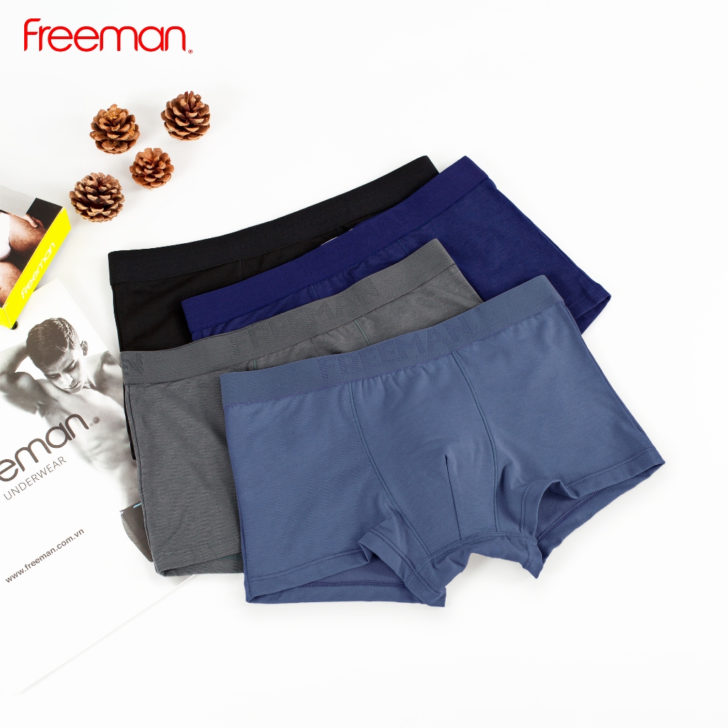 Combo 4 Quần lót boxer nam FREEMAN chất liệu cotton TC thấm hút mồ hôi ...