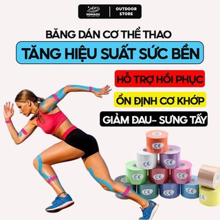 Băng keo dán cơ thể thao chạy bộ 5cm*5m ổn đinh cơ khớp hỗ trợ hồi phục tăng hiệu suất vận động giảm đau sưng tấy