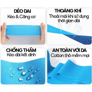 Băng keo dán cơ thể thao chạy bộ 5cm*5m ổn đinh cơ khớp hỗ trợ hồi phục tăng hiệu suất vận động giảm đau sưng tấy