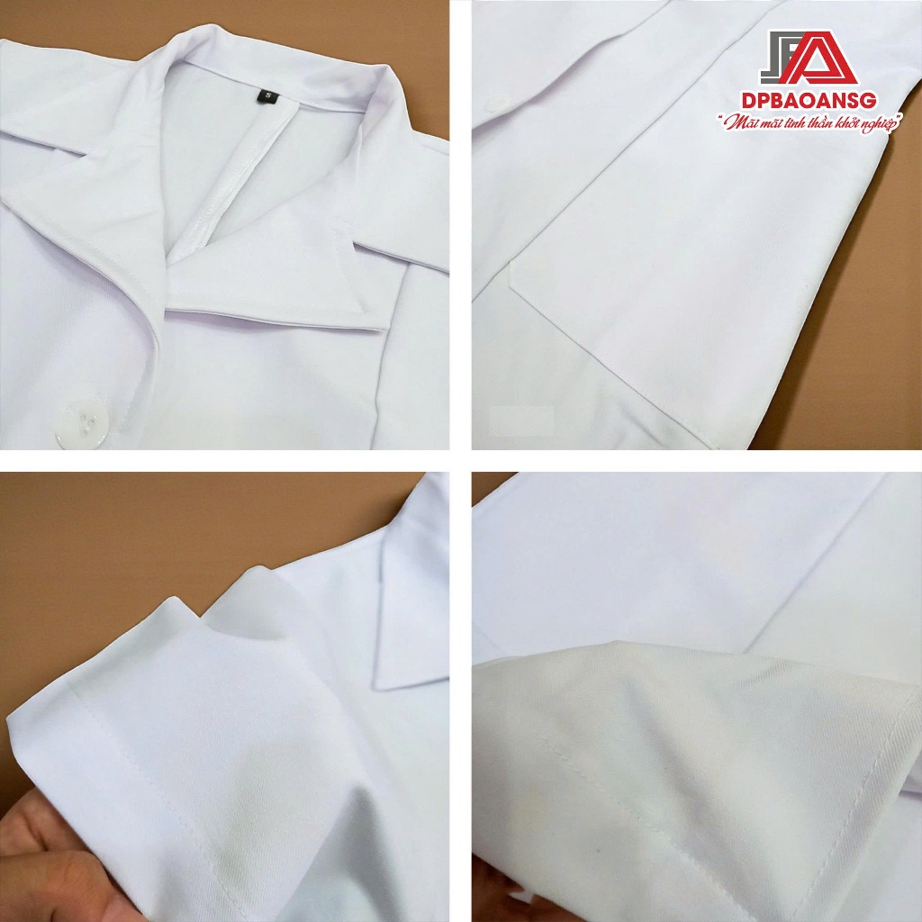 Áo Blouse Nữ Tay Ngắn Form Ngắn Gọn Gàng Thanh Lịch - Cho Dược Sĩ, Điều Dưỡng, Spa, Nail