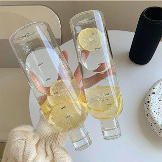 Chai Nhựa TRONG SUỐT Có VẠCH CHIA THỜI GIAN 500ml - Chai Nhựa Đựng Nước Chống Rò Rỉ Có Thang Chia Thời Gian Tiện