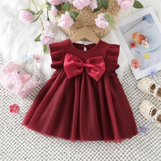 Đầm thun cotton cho bé gái phối nơ to kiểu dáng đơn giản dự tiệc sinh nhật D1263 Bí Ngô Nhỏ