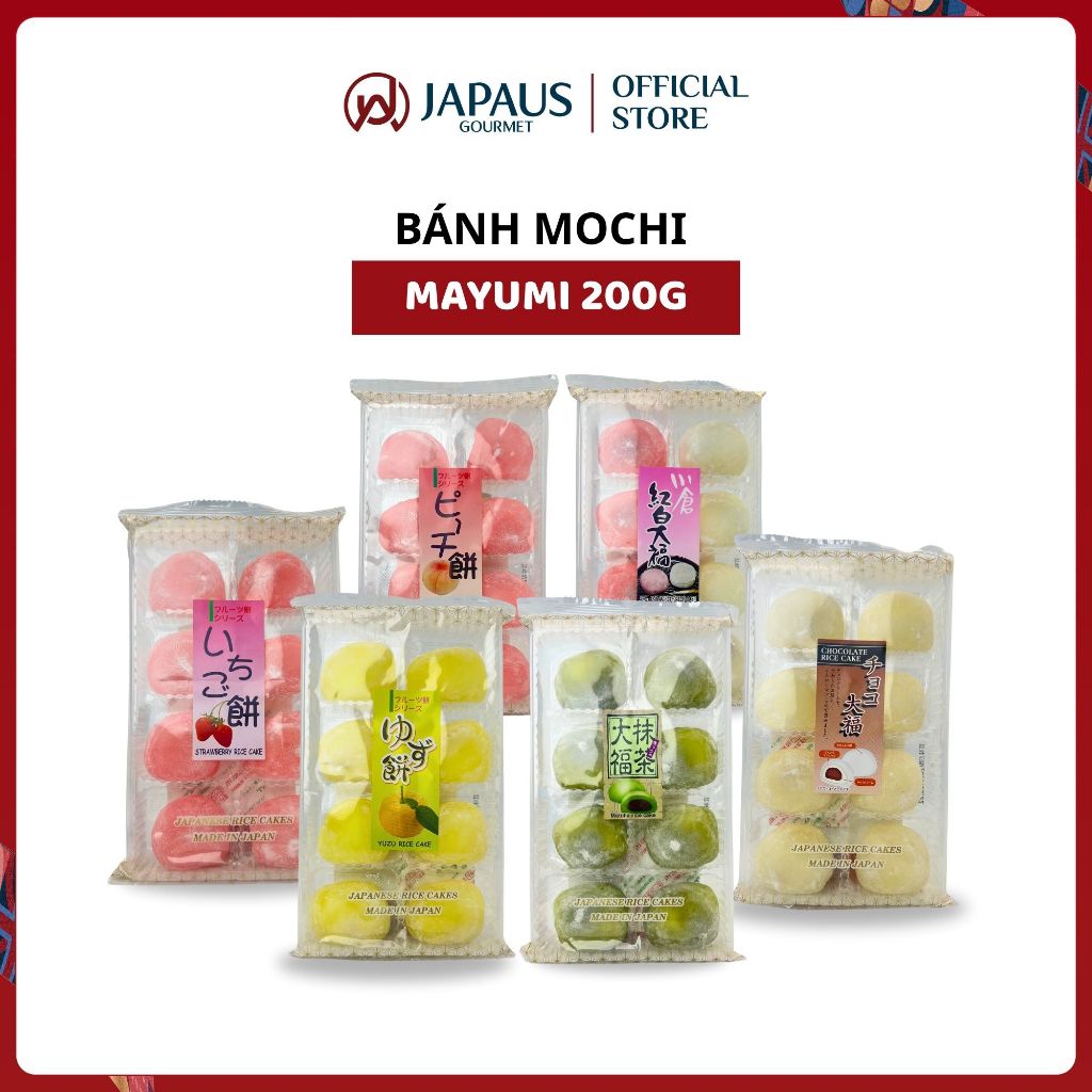 Bánh Mochi Mayumi 200g Nhật Bản - Vị Dâu Tây/Đào/Hồng Bạch/Matcha/Thanh Yên/Socola JAPAUS GOURMET
