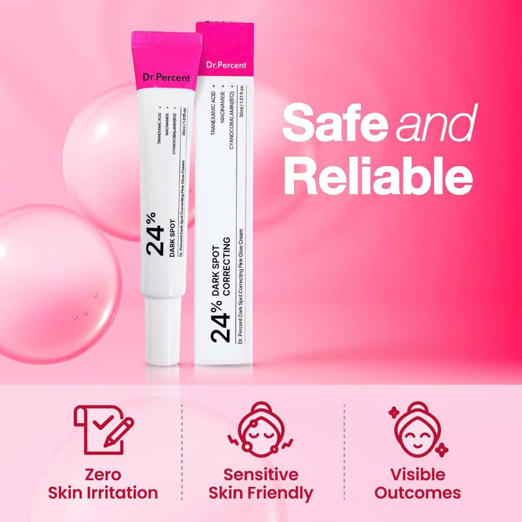 A10_ Kem dưỡng trắng da mờ thâm sạm nám tàn nhang Dr.Percent Dark Spot Correcting Pink Glow Cream