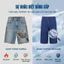 Quần short jeans nam MASCULINE MSJT60 form regular cotton co giãn, màu xanh trẻ trung