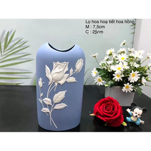 Bình hoa Gốm Nhật hoạ tiết có triện vẽ vàng