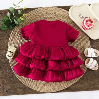 Đầm công chúa bé gái màu đỏ mặc thôi nôi dự tiệc sinh nhật tùng váy bồng bềnh D1259 Bí NGô Nhỏ
