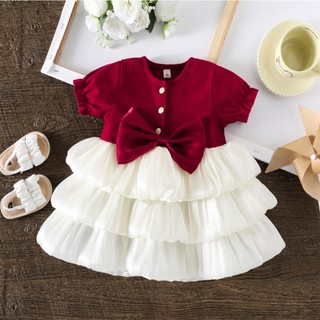 Đầm công chúa bé gái màu đỏ mặc thôi nôi dự tiệc sinh nhật tùng váy bồng bềnh D1259 Bí NGô Nhỏ