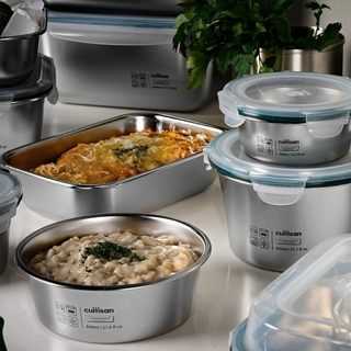 HCM Hộp Inox Cao Cấp Cuitisan Simple Round EC7, nắp khóa 4 cạnh chắc chắn, an toàn trong lò vi sóng GermanySnT