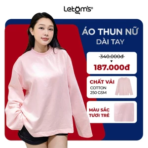 Áo thun tay dài nữ form boxy Letom's cotton cao cấp co giãn tốt không bai nhão dễ phối đồ thu đông basic.