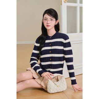 Áo len cardigan khoác ngoài cho nữ mùa thu đông cổ tròn dài tay len lông thỏ vặn thừng cao cấp CD849 500G