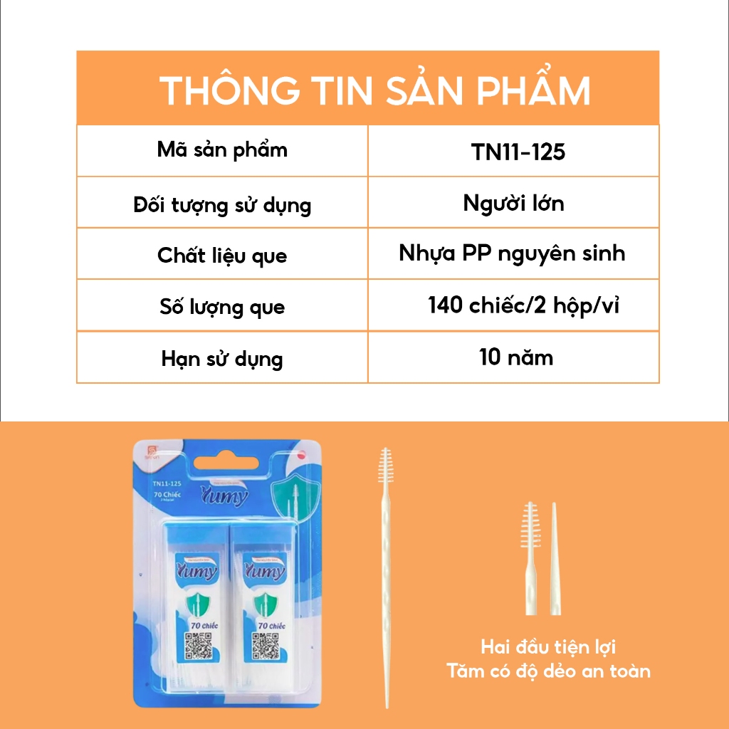 Combo 740 chiếc Tăm nhựa xương cá YUMY, đầu tăm xỉa răng nhỏ mềm, an toàn cho nướu (CB-125-133)