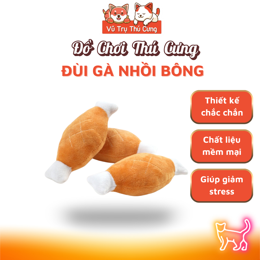 Đồ chơi nhai gặm cho chó, đùi gà nhồi bông