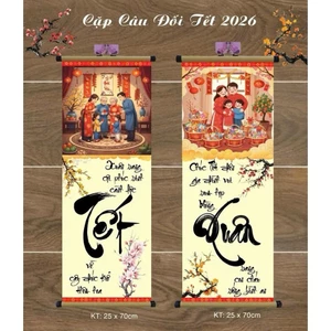 Cặp Câu Đối Tết 2026 Thư Pháp Treo Cửa, Phòng Khách, Decor Nhà Ngày Tết