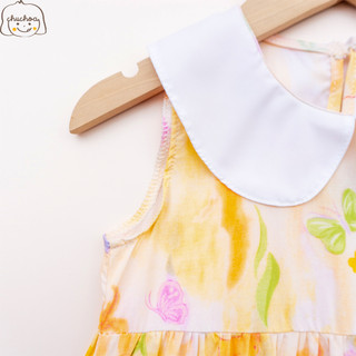 Váy Lanh bé gái, Đầm Lanh bé gái dáng suông cổ sen ChuChoaKids [VBC36]