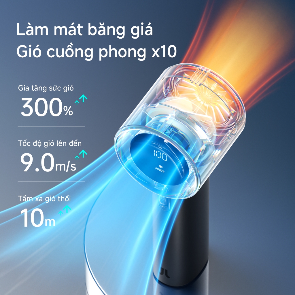Quạt tay JisuLife Pro1/S siêu nhỏ gọn gió siêu mạnh pin trâu 100 cấp độ điều chỉnh màn hình LED sạc điện để bàn dã ngoại