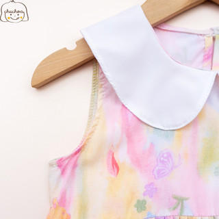 Váy Lanh bé gái, Đầm Lanh bé gái dáng suông cổ sen ChuChoaKids [VBC36]