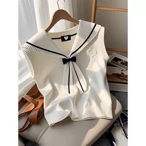 Áo Len Nữ Cổ Thủy Thủ Phối Nơ Phong Cách Hàn Quốc – Áo Tiểu Thư Dễ Thương Mặc Đi Học, Đi Chơi