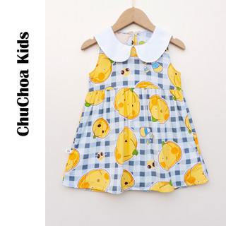 Váy Lanh bé gái, Đầm Lanh bé gái dáng suông cổ sen ChuChoaKids [VBC36]