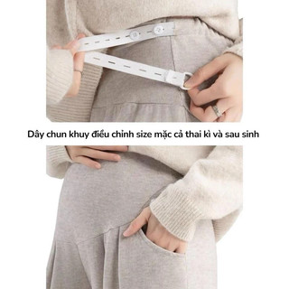 Quần Nỉ Bầu Belles Chất Len Lông Thỏ Dày Dặn Mềm Mùa Thu Đông Ống Suông Rộng Có Chun Đáp Điều Chỉnh Co Giãn Thoải Mái QN