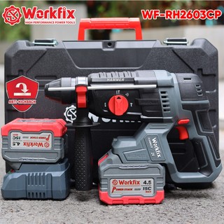 Máy khoan bê tông pin WORKFIX WF-RH2603CP, Lực đập 2.9J, Anti-kickback, Chân pin phổ thông