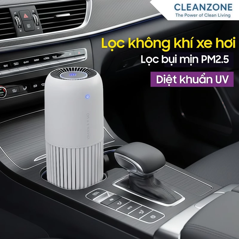 Máy Lọc Không Khí Mini Cao Cấp Dùng Trong Xe Hơi Bàn Làm Việc - Khử Khuẩn Tia UV Lọc Bụi Mịn PM 2.5 — ảnh 1