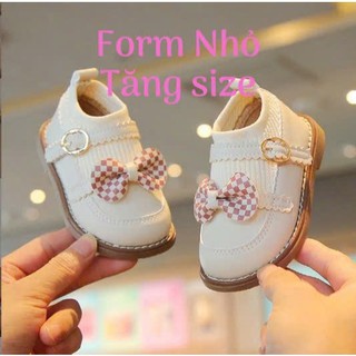 FORM NHỎ Bốt/Giày Búp Bê Cổ Chun Cao Ôm Chân Bé Đính Nơ Tiểu Thư Cho Bé Gái 0-3 Tuổi K159