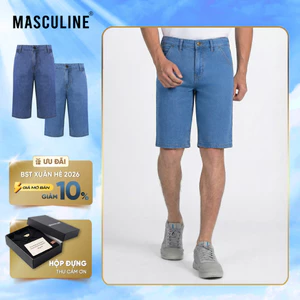 Quần short jean nam Masculine MSJT61 chất liệu cotton spandex co giãn nhẹ form regular thoải mái