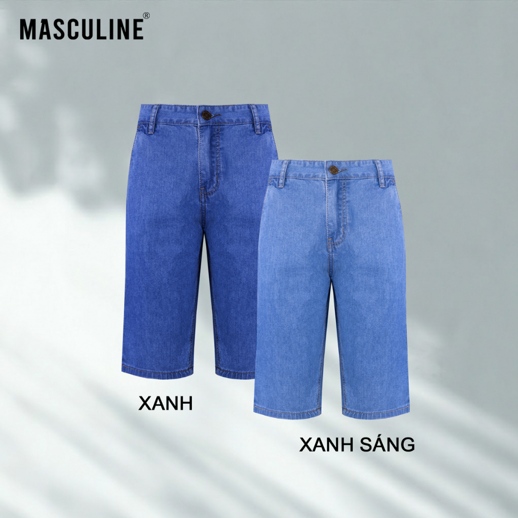 Quần short jean nam Masculine MSJT61 chất liệu cotton spandex co giãn nhẹ form regular thoải mái