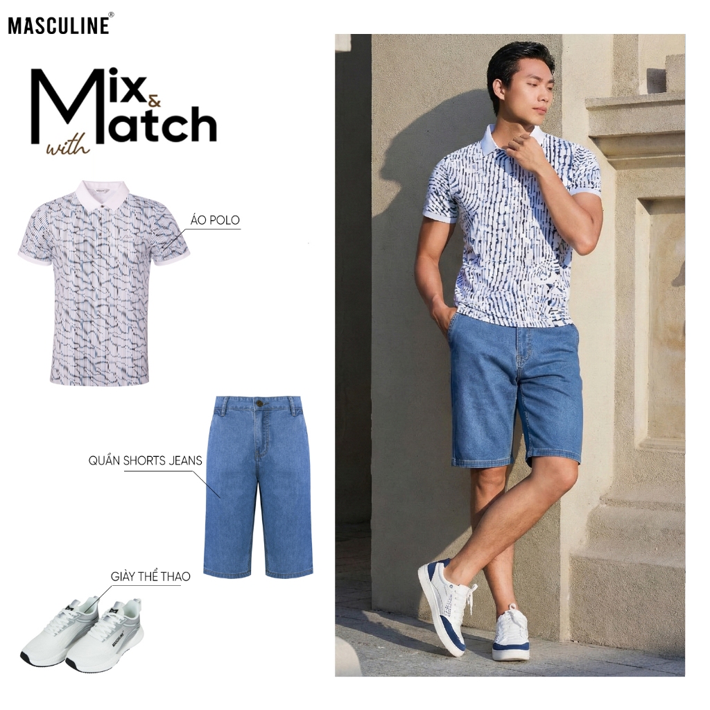 Quần short jean nam Masculine MSJT61 chất liệu cotton spandex co giãn nhẹ form regular thoải mái