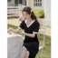 Đầm Ngắn Cổ V Tay Ngắn Dáng A – Váy Nữ Hàn Quốc Thanh Lịch