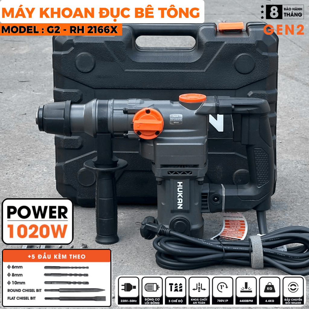 Máy Khoan Đục Điện Hukan Gen 2 RH - 2166X ( Mã Cũ 2066X ) 2 Chức Năng ...