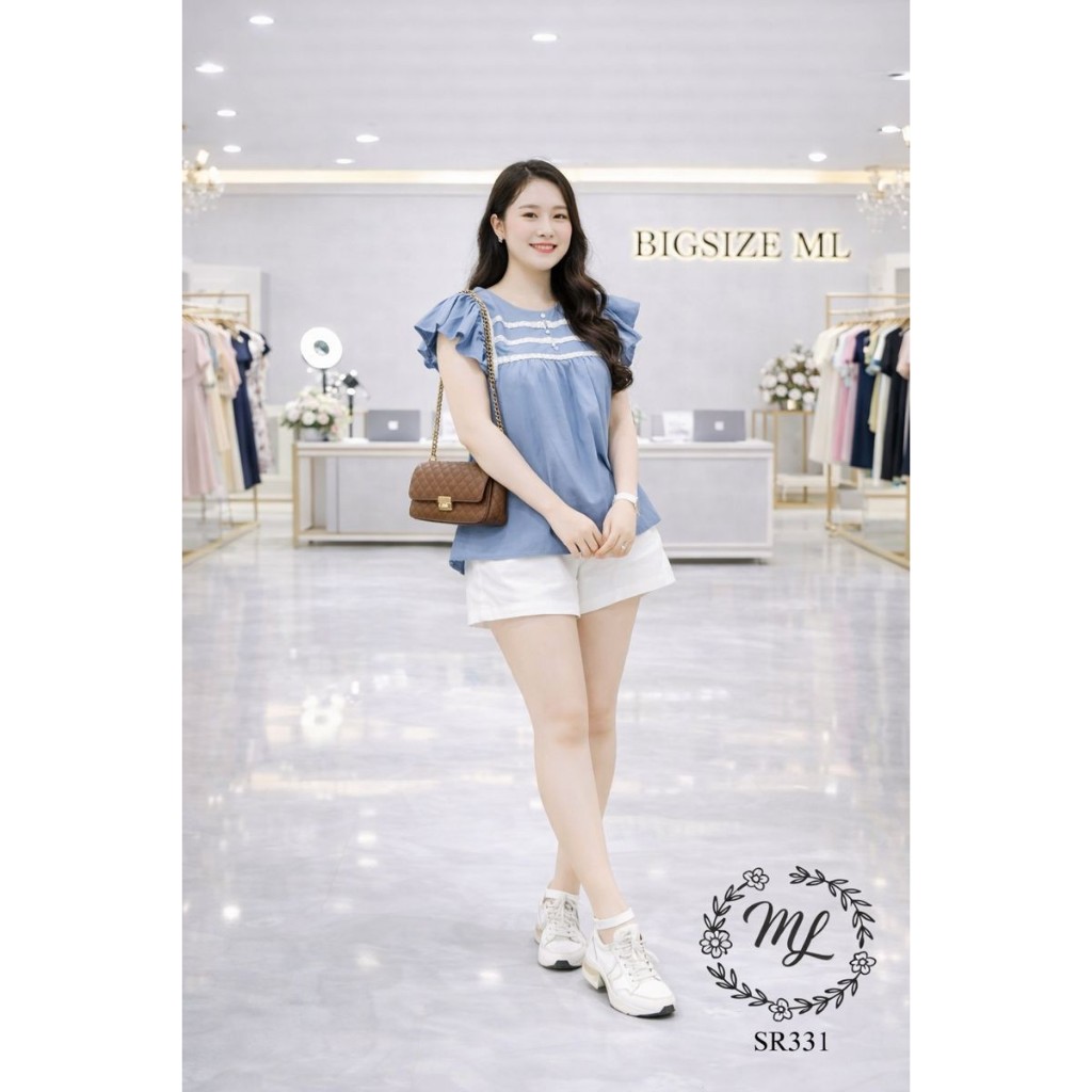 SÉT SR331 – SÉT BIGSIZE ÁO LỤA PHỐI QUẦN COTTON LẠNH MÁT NHẸ 55–90KG
