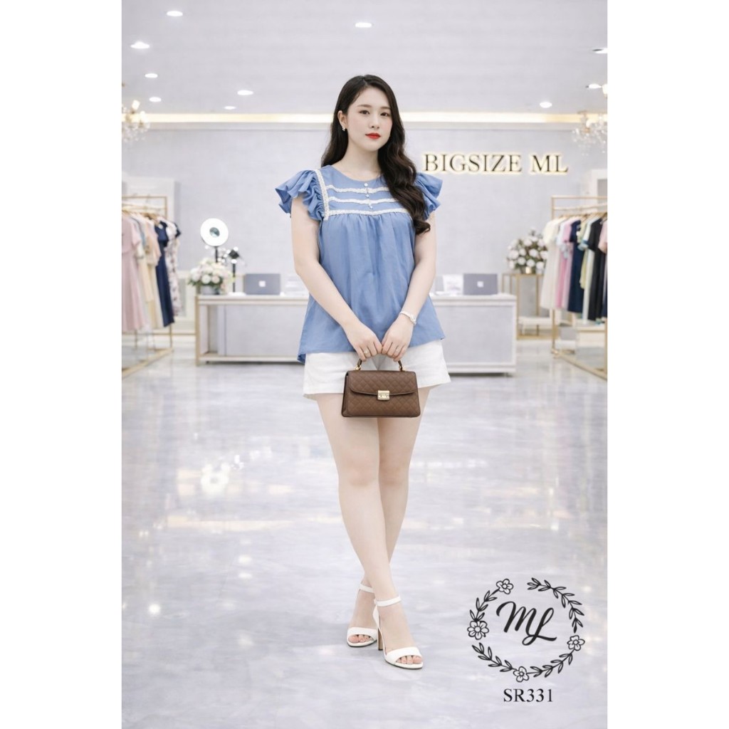 SÉT SR331 – SÉT BIGSIZE ÁO LỤA PHỐI QUẦN COTTON LẠNH MÁT NHẸ 55–90KG
