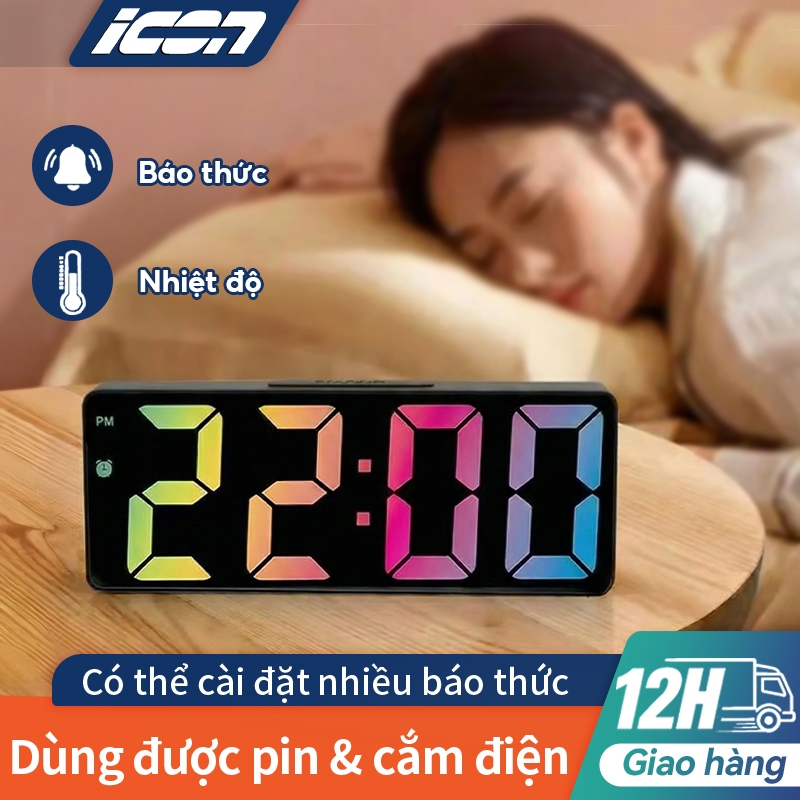 Đồng Hồ Báo Thức LED Để Bàn ICON - Phong Cách Vintage, Trang Trí Phòng Học, Bàn Gaming & Phòng Khách Độc Đáo